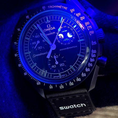  SWATCH スウォッチ ×オメガ スピードマスター ミッショントゥ ムーンフェイズ クロノグラフ SO33B700 クォーツ メンズ 腕時計 箱有