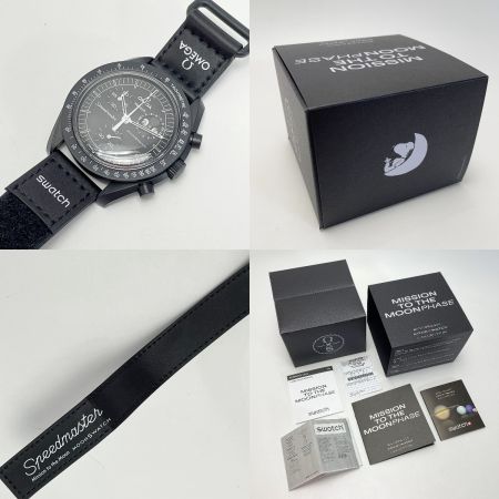  SWATCH スウォッチ ×オメガ スピードマスター ミッショントゥ ムーンフェイズ クロノグラフ SO33B700 クォーツ メンズ 腕時計 箱有