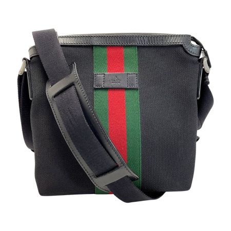  GUCCI グッチ シェリーライン キャンバス/レザー 631195 ブラック ショルダーバッグ レディース 袋有