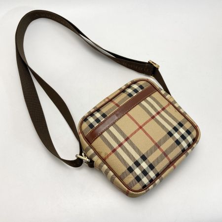  BURBERRY バーバリー ノバチェック ショルダーバッグ T-04-01 キャメル シャドーホース PVC×レザー