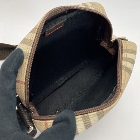  BURBERRY バーバリー ノバチェック ショルダーバッグ T-04-01 キャメル シャドーホース PVC×レザー