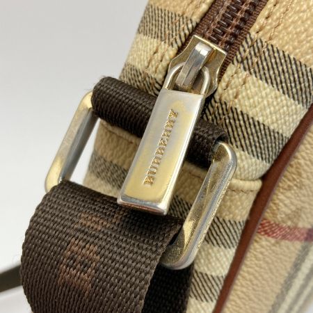  BURBERRY バーバリー ノバチェック ショルダーバッグ T-04-01 キャメル シャドーホース PVC×レザー