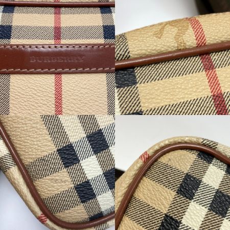  BURBERRY バーバリー ノバチェック ショルダーバッグ T-04-01 キャメル シャドーホース PVC×レザー
