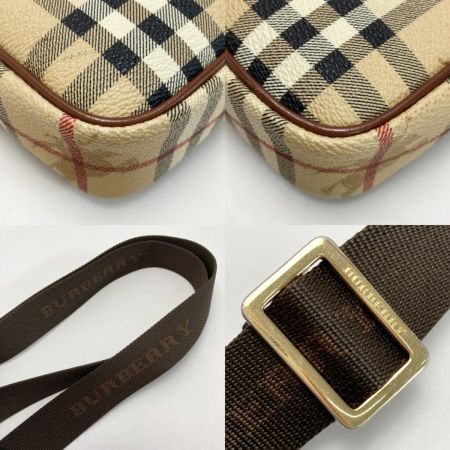  BURBERRY バーバリー ノバチェック ショルダーバッグ T-04-01 キャメル シャドーホース PVC×レザー