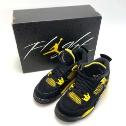☆☆ NIKE ナイキ AIR JORDAN 4 RETRO 408452-017 ブラック×イエロー スニーカー SIZE 23cm レディース 箱付き Bランク