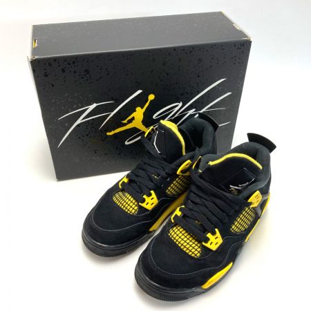  NIKE ナイキ AIR JORDAN 4 RETRO 408452-017 ブラック×イエロー スニーカー SIZE 23cm レディース 箱付き