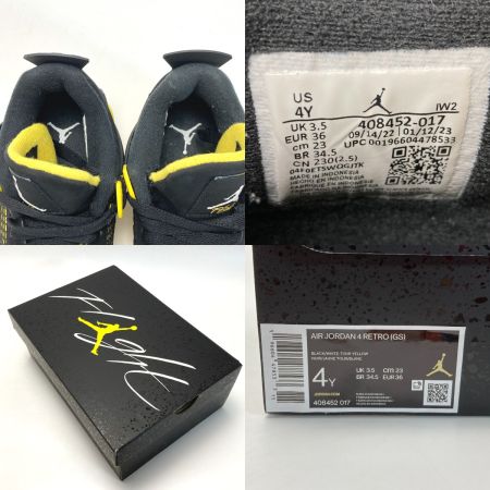  NIKE ナイキ AIR JORDAN 4 RETRO 408452-017 ブラック×イエロー スニーカー SIZE 23cm レディース 箱付き