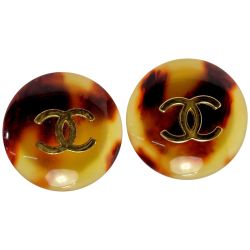 ☆☆ CHANEL シャネル ココマーク サークル メッキ べっ甲柄 刻印97Ｐ アクセサリー イヤリング 箱有 Cランク