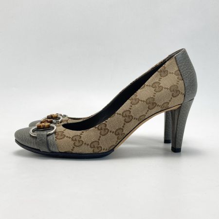  GUCCI グッチ GGキャンバス ホースビット パンプス 36½（23.5相当） ベージュ×グレー ハイヒール