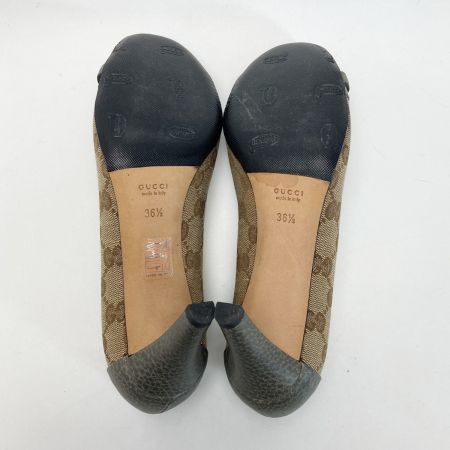  GUCCI グッチ GGキャンバス ホースビット パンプス 36½（23.5相当） ベージュ×グレー ハイヒール