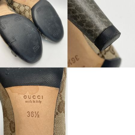  GUCCI グッチ GGキャンバス ホースビット パンプス 36½（23.5相当） ベージュ×グレー ハイヒール