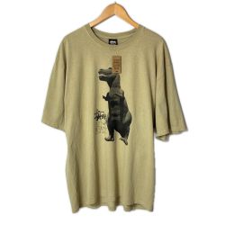 ☆☆ stussy ステューシー Tシャツ ディノプリント SIZE XL メンズ ベージュ系 Bランク