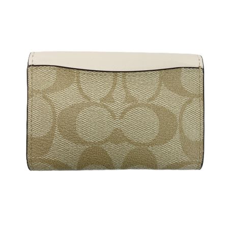  COACH コーチ カードケース C2454 ベージュ×ホワイト レディース ゴールド金具