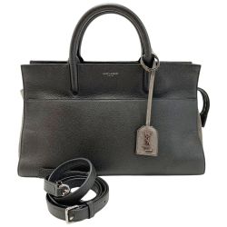 ☆☆ SAINT LAURENT(Yves Saint Laurent) グレー レザー×スウェード グレー 2WAYバッグ レディース Cランク