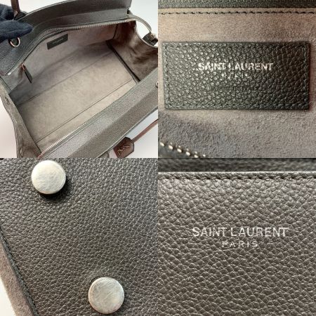  SAINT LAURENT(Yves Saint Laurent) グレー レザー×スウェード グレー 2WAYバッグ レディース