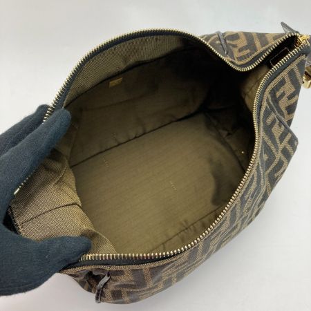  FENDI フェンディ ズッカ柄 バニティバッグ ブラウン ハンドバッグ キャンバス×レザー