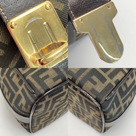  FENDI フェンディ ズッカ柄 バニティバッグ ブラウン ハンドバッグ キャンバス×レザー