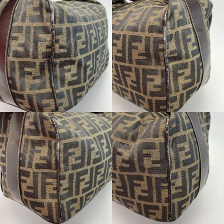  FENDI フェンディ ズッカ柄 バニティバッグ ブラウン ハンドバッグ キャンバス×レザー