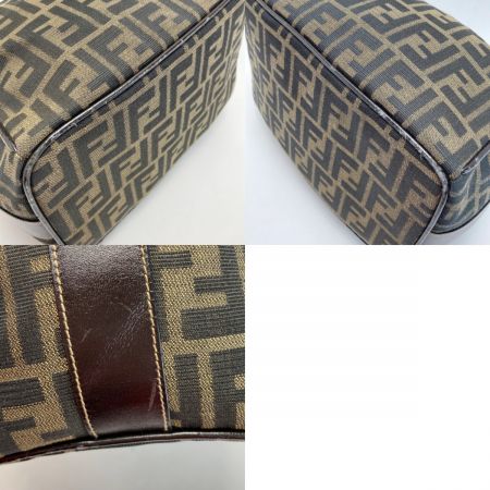  FENDI フェンディ ズッカ柄 バニティバッグ ブラウン ハンドバッグ キャンバス×レザー