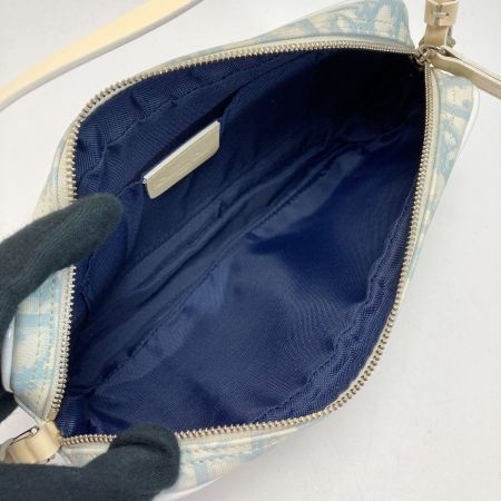  Christian Dior クリスチャンディオール トロッター ロマンティック No.1 アクセサリーポーチ BO D 1004 ホワイト×スカイブルー ハンドバッグ