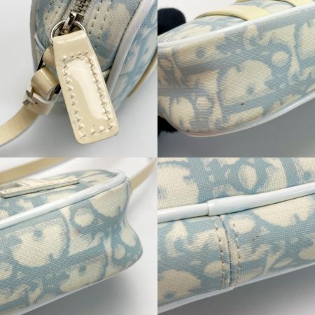  Christian Dior クリスチャンディオール トロッター ロマンティック No.1 アクセサリーポーチ BO D 1004 ホワイト×スカイブルー ハンドバッグ