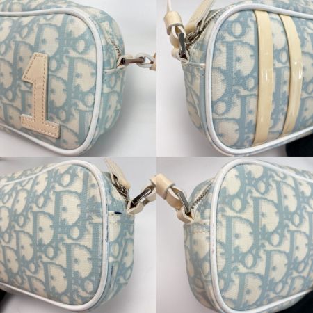  Christian Dior クリスチャンディオール トロッター ロマンティック No.1 アクセサリーポーチ BO D 1004 ホワイト×スカイブルー ハンドバッグ