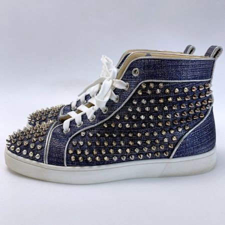  Christian Louboutin クリスチャンルブタン スタッズ デニム ブルー×シルバー ハイカットスニーカー SIZE41（26㎝相当） 箱有