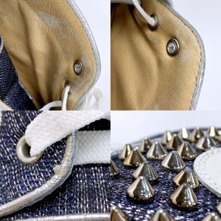  Christian Louboutin クリスチャンルブタン スタッズ デニム ブルー×シルバー ハイカットスニーカー SIZE41（26㎝相当） 箱有