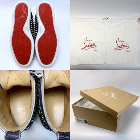  Christian Louboutin クリスチャンルブタン スタッズ デニム ブルー×シルバー ハイカットスニーカー SIZE41（26㎝相当） 箱有