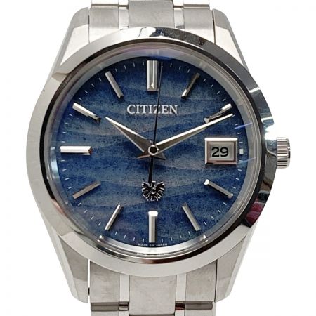 CITIZEN シチズン 砂紋 和紙文字盤 350本限定 AQ4100-65H ブルーグレー ソーラー メンズ 腕時計 箱有