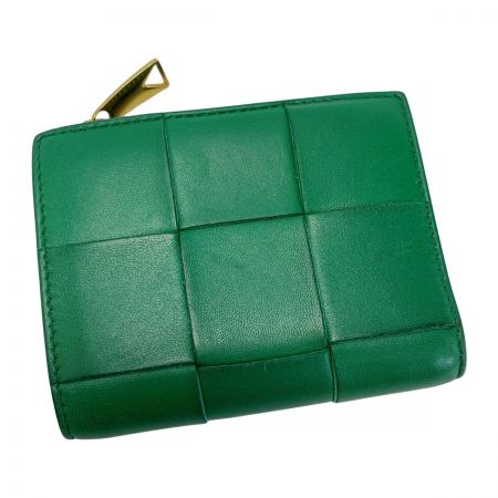  BOTTEGA VENETA ボッテガヴェネタ カセットマキシ イントレチャート P01651205P グリーン 2つ折り財布 レザー レディース ゴールド金具 袋有