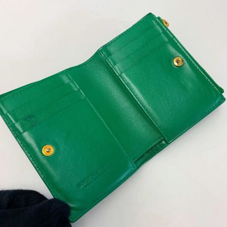  BOTTEGA VENETA ボッテガヴェネタ カセットマキシ イントレチャート P01651205P グリーン 2つ折り財布 レザー レディース ゴールド金具 袋有