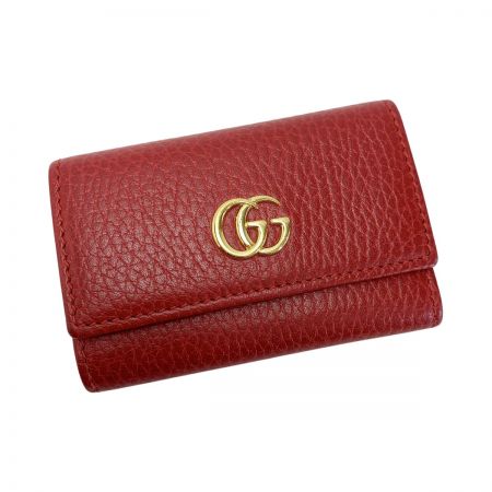  GUCCI グッチ プチマーモント レザー 456118 レッド キーケース キーホルダー