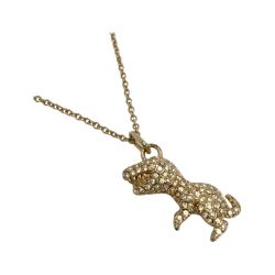 ☆☆ COACH コーチ パヴェ レキシー ネックレス ゴールド メッキ ラインストーン 恐竜 Bランク