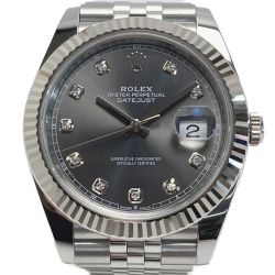 ☆☆ ROLEX ロレックス デイトジャスト41 10Pダイヤ SS/WG 126334 グレー 自動巻き メンズ 腕時計 箱・ギャランティ有 Bランク