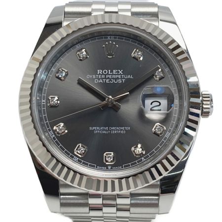  ROLEX ロレックス デイトジャスト41 10Pダイヤ SS/WG 126334 グレー 自動巻き メンズ 腕時計 箱・ギャランティ有