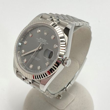  ROLEX ロレックス デイトジャスト41 10Pダイヤ SS/WG 126334 グレー 自動巻き メンズ 腕時計 箱・ギャランティ有