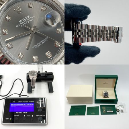  ROLEX ロレックス デイトジャスト41 10Pダイヤ SS/WG 126334 グレー 自動巻き メンズ 腕時計 箱・ギャランティ有