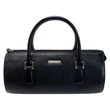  BURBERRY バーバリー レザー ブラック ミニボストンバッグ ドラム型 シルバー金具