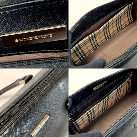  BURBERRY バーバリー レザー ブラック ミニボストンバッグ ドラム型 シルバー金具