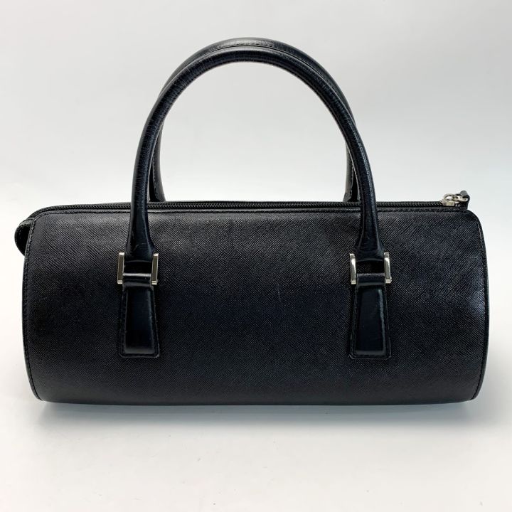 美品　BURBERRY レザー ミニボストンバッグ ブラック シルバー金具 BURBERRY バーバリー レザー ブラック ミニボストンバッグ ドラム型