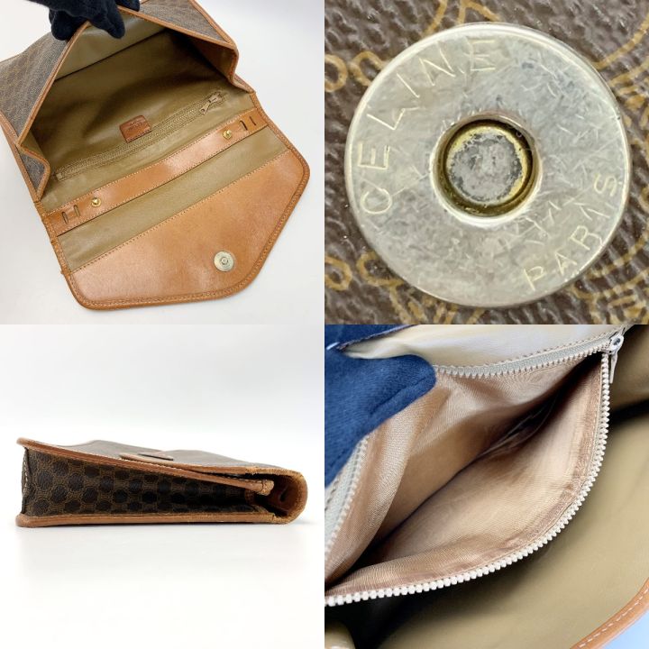 CELINE セリーヌ マカダム柄 PVC ヴィンテージ ブラウン クラッチ