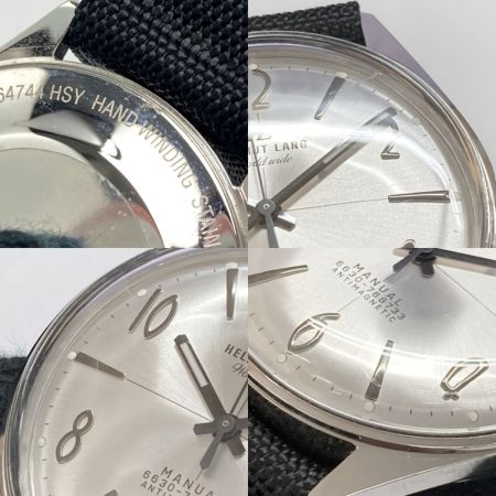  HELMUT LANG ヘルムートラング 替えベルト付き 手巻き メンズ 腕時計 6632-664744 シルバー 箱有