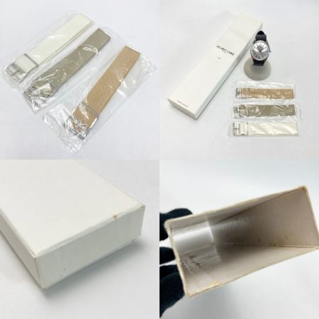  HELMUT LANG ヘルムートラング 替えベルト付き 手巻き メンズ 腕時計 6632-664744 シルバー 箱有