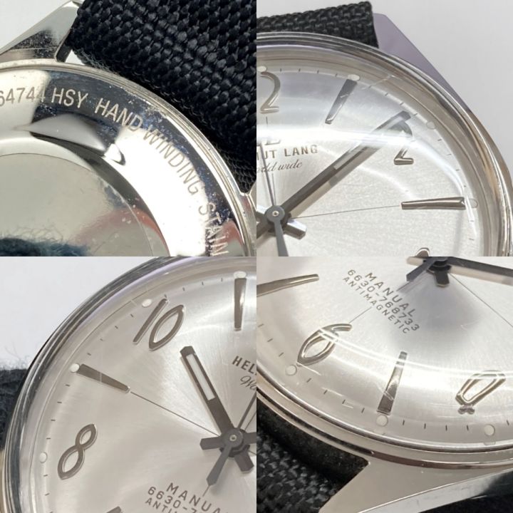 HELMUT LANG 手巻き時計 シルバー文字盤 HELMUT LANG ヘルムートラング 替えベルト付き 手巻き メンズ 腕時計