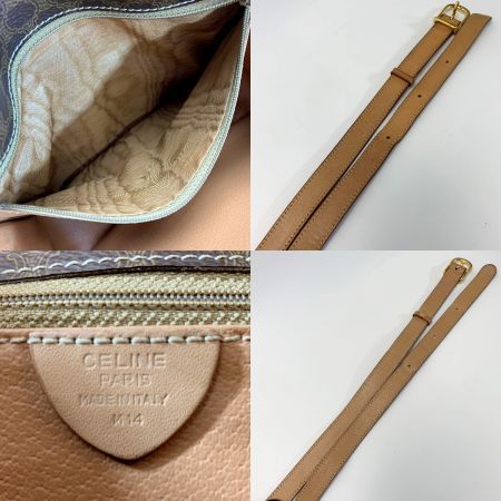  CELINE セリーヌ マカダム柄/サークル金具 M14 ブラウン ショルダーバッグ ストラップ調節可 レディース 