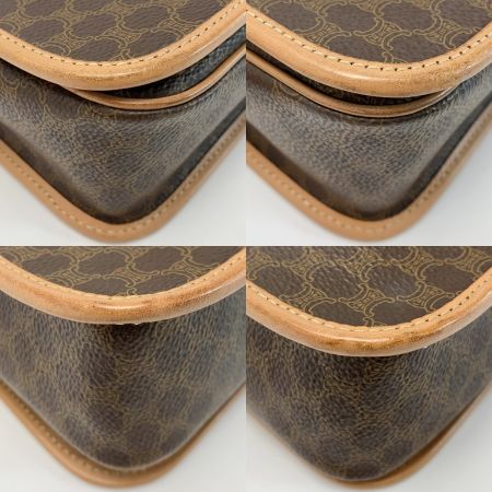  CELINE セリーヌ マカダム柄/サークル金具 M14 ブラウン ショルダーバッグ ストラップ調節可 レディース 