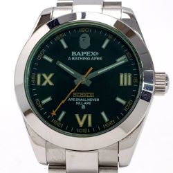 ☆☆ A BATHING APE アベイシングエイプ サルマリーナ ミルガウス BAPEX TYPE15 BAPEX TYPE15 モスグリーン 自動巻き 腕時計 箱有 Cランク