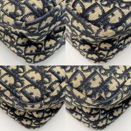  Christian Dior クリスチャンディオール トロッター ロゴ キャンバス ネイビー ハンドバッグ レディース ゴールド金具