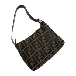 ☆☆ FENDI フェンディ ズッカ柄 ハンドバッグ ブラウン ミニバッグ ポーチ キャンバス×レザー Bランク